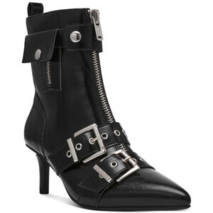Wild Pair Women's Size 6 Black Moonbeam Buckle, Zip & Snap Booties NIB